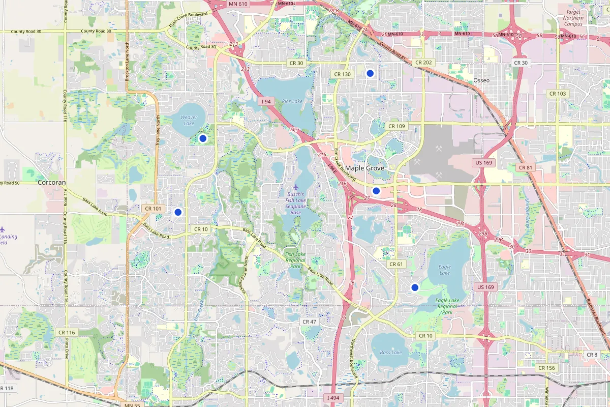 Service area map — Maple Grove, MN